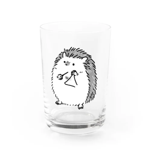 ハリネズミとトライアングル　モノクロ Water Glass