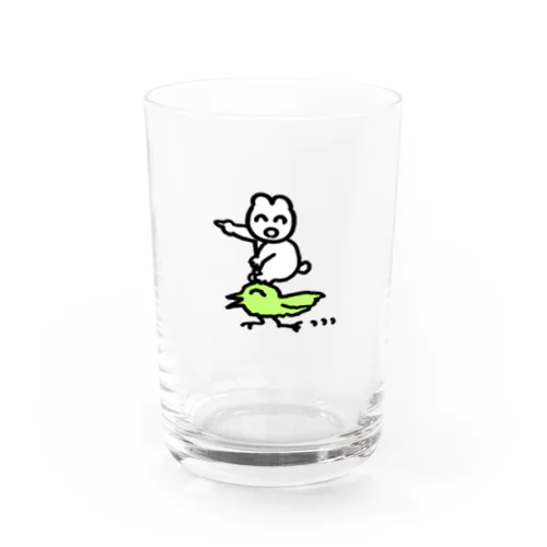 緑のとりちゃん乗るからね Water Glass