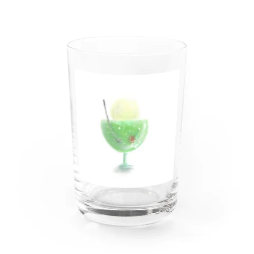 ふわふわメロンクリームソーダ Water Glass