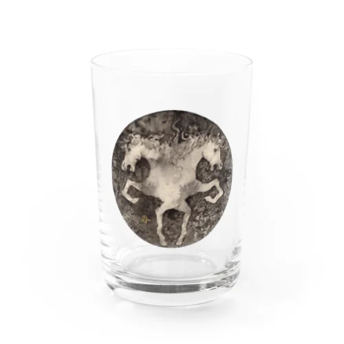 双頭馬　白　Double headed white horse  Water Glass