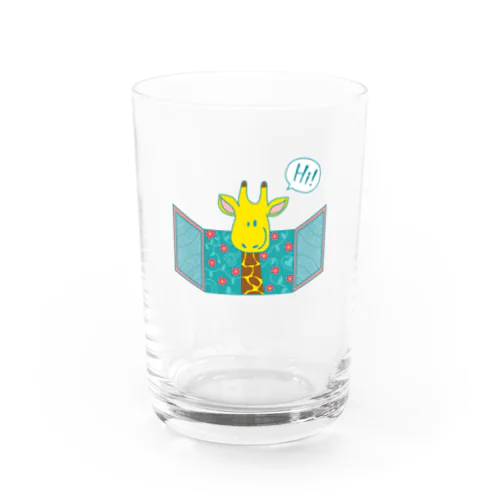 窓からこんにちは　キリンさん Water Glass