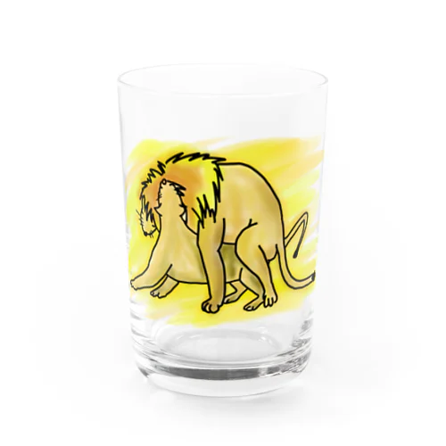 Love・ライオン背面デザイン白色バージョン Water Glass