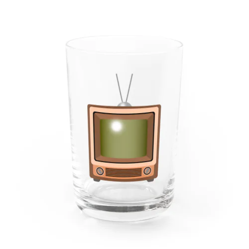 レトロな昭和の可愛い茶色のテレビのイラスト Water Glass