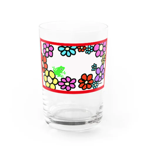 お花とカエル Water Glass