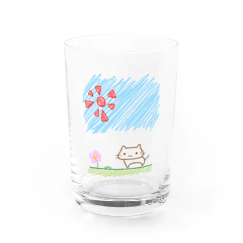 晴れた日はポカポカ気持ちが良いにゃん Water Glass