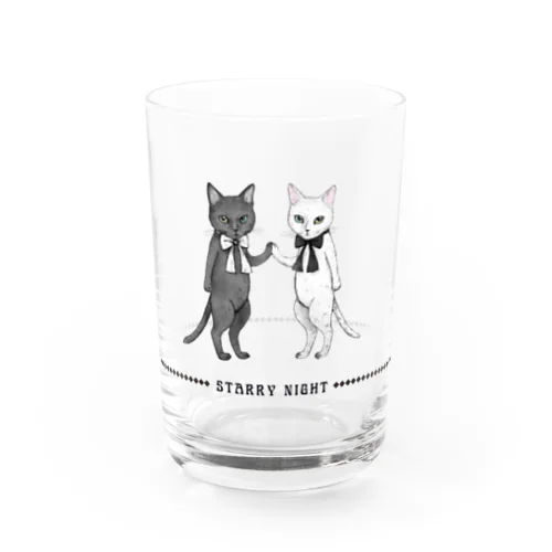 白黒の双子猫 Water Glass