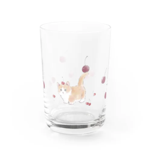 さくらんぼとねこ Water Glass