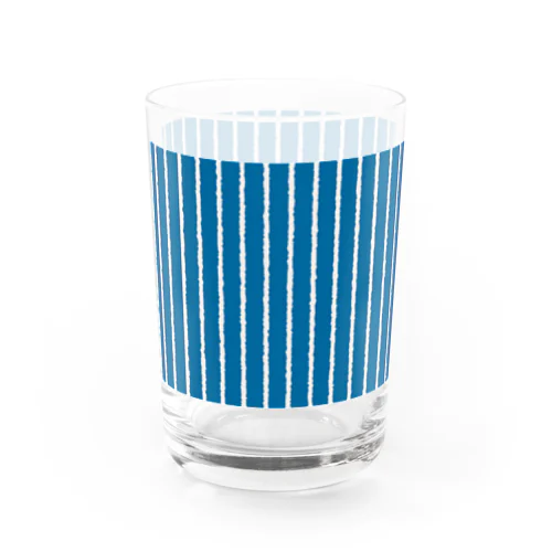 青と白の縦縞 Water Glass