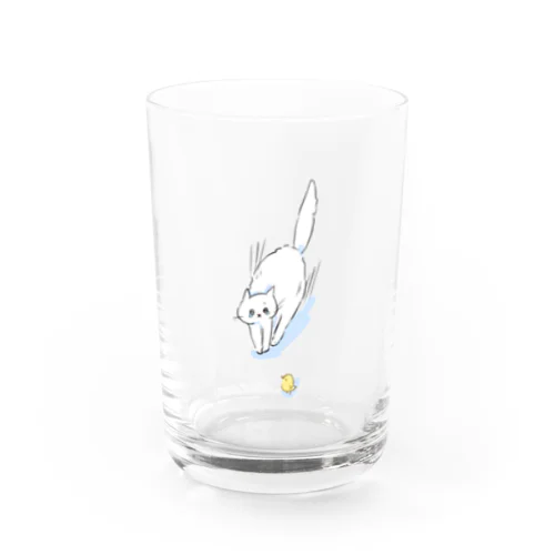 とりにびびるぴえんねこ Water Glass