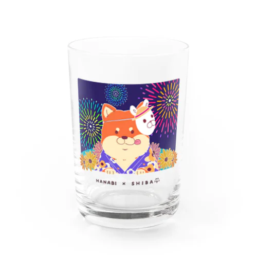 花火×浴衣柴犬 Water Glass