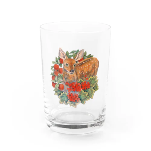 【日本画×切り絵】赤い森のバンビ Water Glass