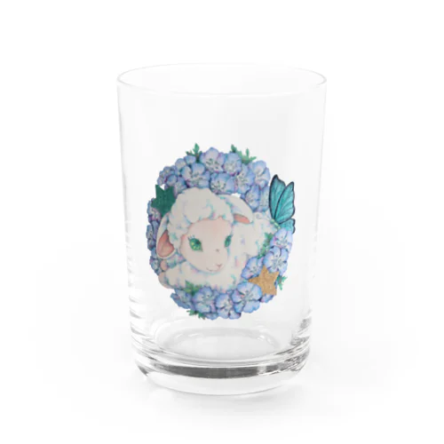 【日本画×切り絵】ネモフィラと羊 Water Glass