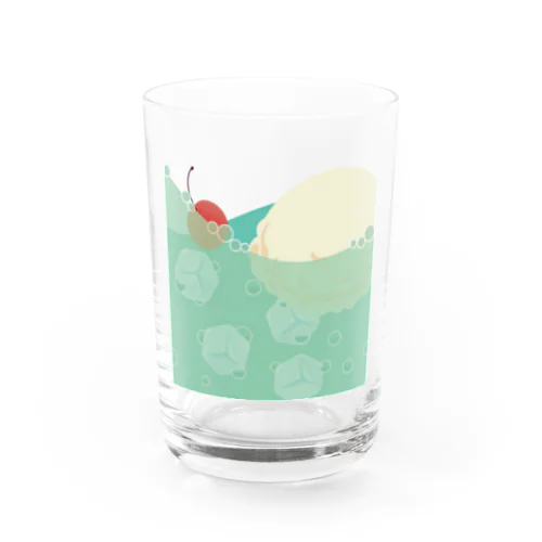 メロンクリームソーダでいっぱい Water Glass