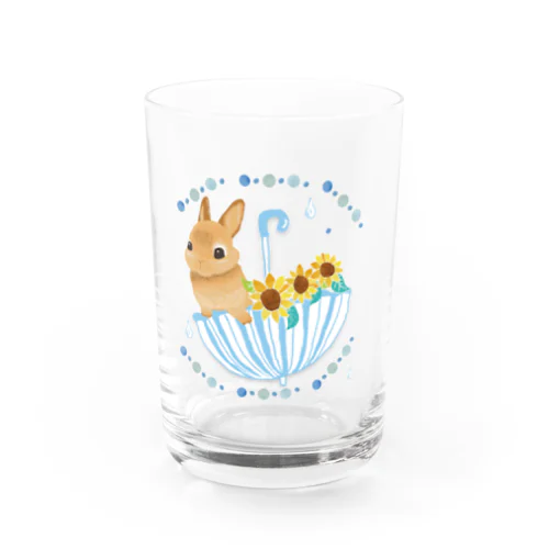 うさぎとひまわりとかさ Water Glass