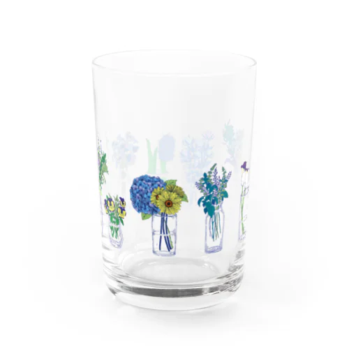 お花のコップ　ブルー Water Glass