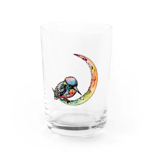 Kingfisher on the moon【colorful】 Water Glass