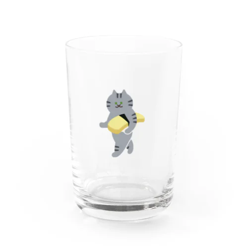 玉子の握り寿司をのんびり運ぶねこ Water Glass