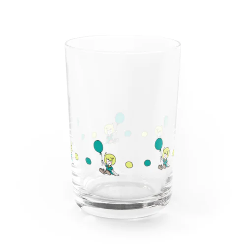 風船と女子【緑】 Water Glass