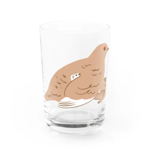 ライチョウ親子 Water Glass