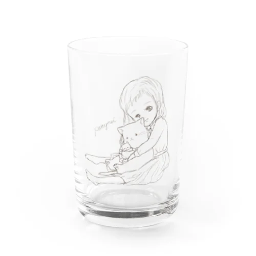 ねこはぐ　モノクロ Water Glass