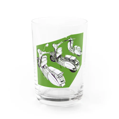 vespa風ビンテージバイク緑 Water Glass