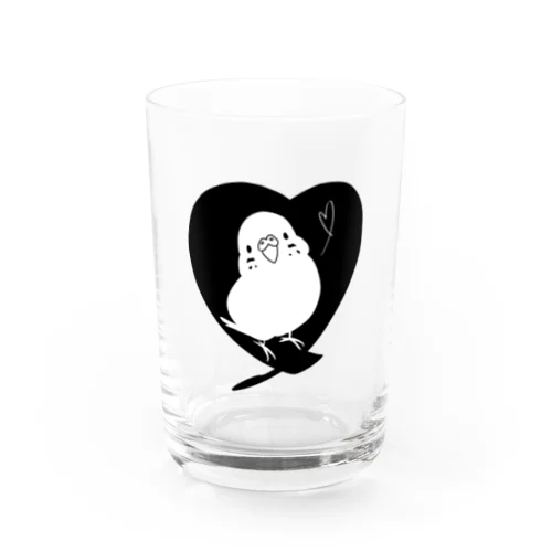 インコハート。モノクロ Water Glass