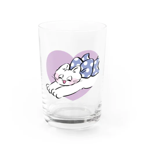 ハートねこ（パープル） Water Glass