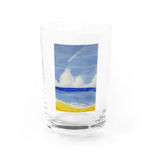 砂浜と飛行機雲 Water Glass