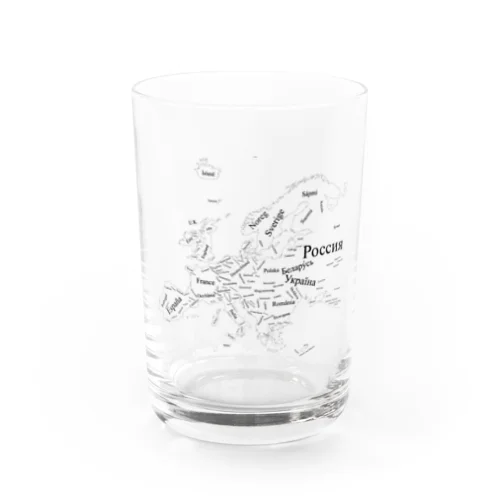 各国言語で各国自称マップ ~黒・少数言語ver.~ Water Glass