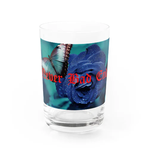 a blue butterfly Water Glass