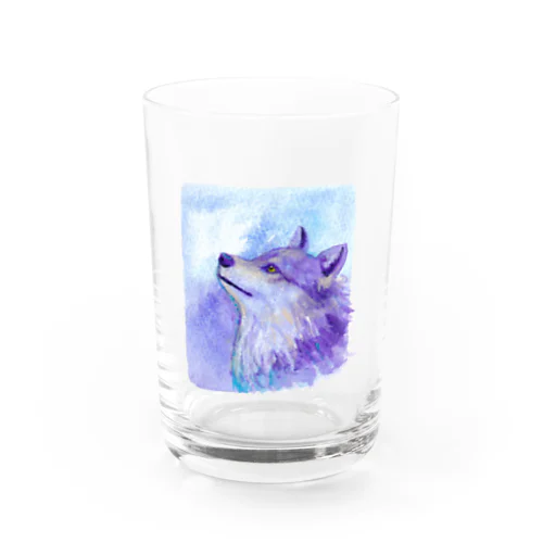 見上げるオオカミ Water Glass