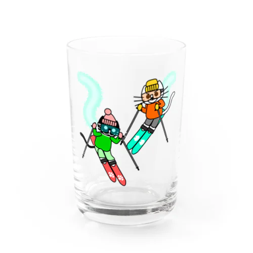 たまとクロのスキー大好き Water Glass