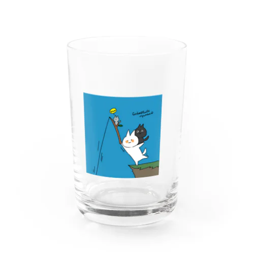 がけっぷちにゃんこ(釣り) Water Glass