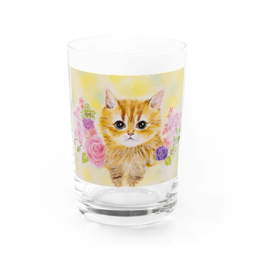 花と子猫 Water Glass