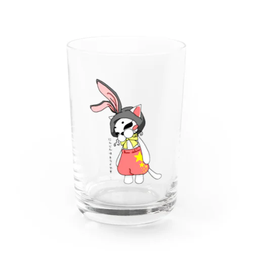 うさ耳帽子の白猫 Water Glass