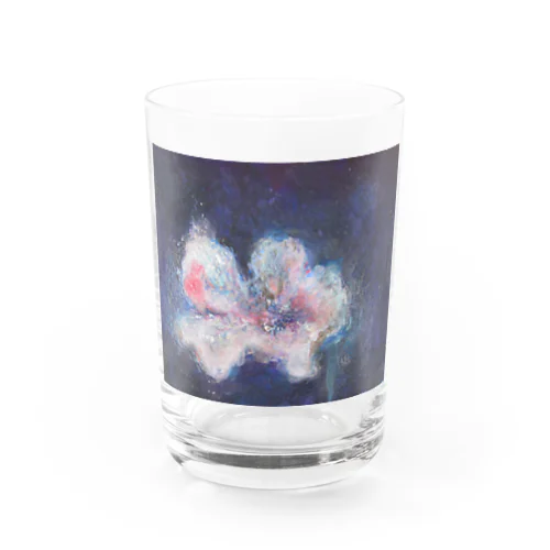 flower in blue Water Glass