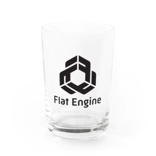 Flat Engine Logo（Black/Square） Water Glass