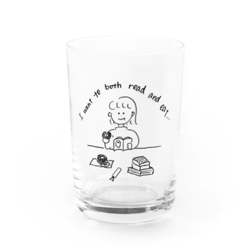 本も読みたいしドーナツも食べたい Water Glass