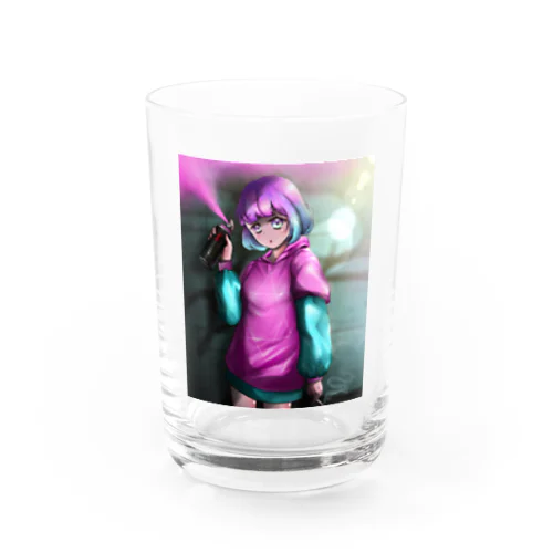 グラフィティ少女(背景付き) Water Glass