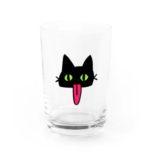 舌の長いねこ　くろ Water Glass