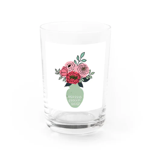 花瓶とお花のイラストWH グラス