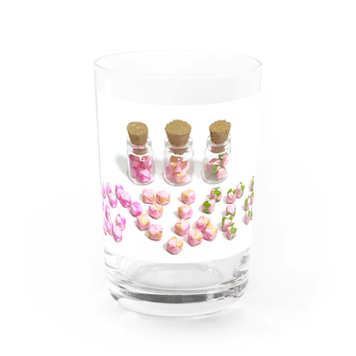 おりがみサイコロの瓶詰め【桜】 Water Glass