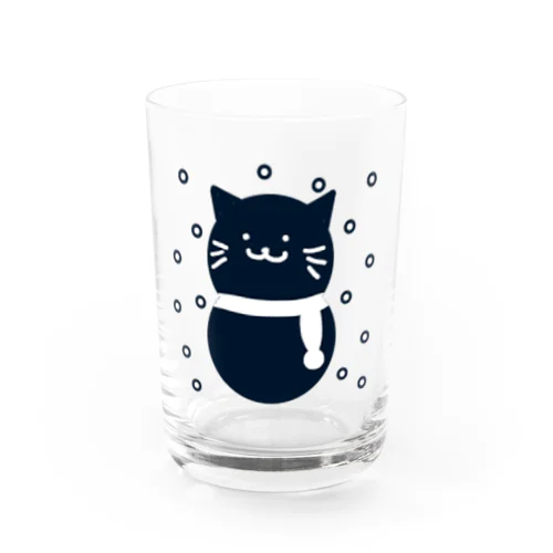 ブルーブラック猫ゆきだるま Water Glass