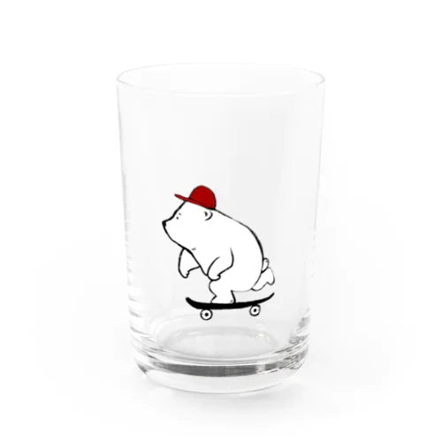 いけいけ！スケボーしろくまくん(赤) Water Glass