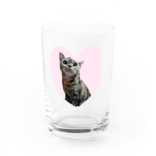 ねこ  ハート Water Glass