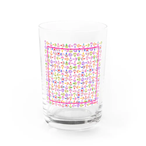 Charlieカラフル背景ホワイト Water Glass