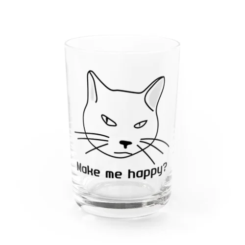 Make me happy? cat Water Glass