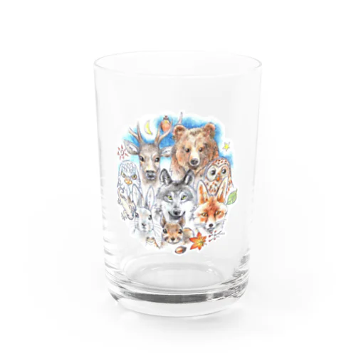 熊・鹿・フクロウ・オオカミ・キツネ・鷹・イモリ・うさぎ・リス・ジョウビタキ Water Glass