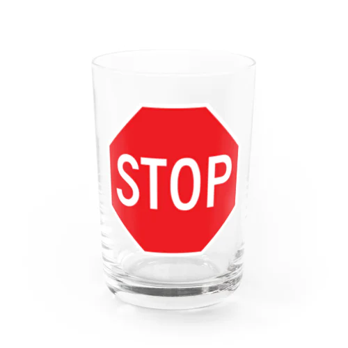 STOP-ストップ アメリカの一時停止標識ロゴ Water Glass