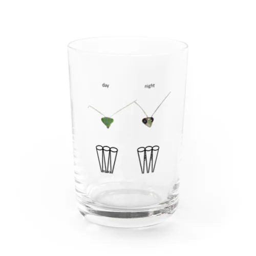 カマキリの昼と夜の複眼（英語、背景透過ver） Water Glass